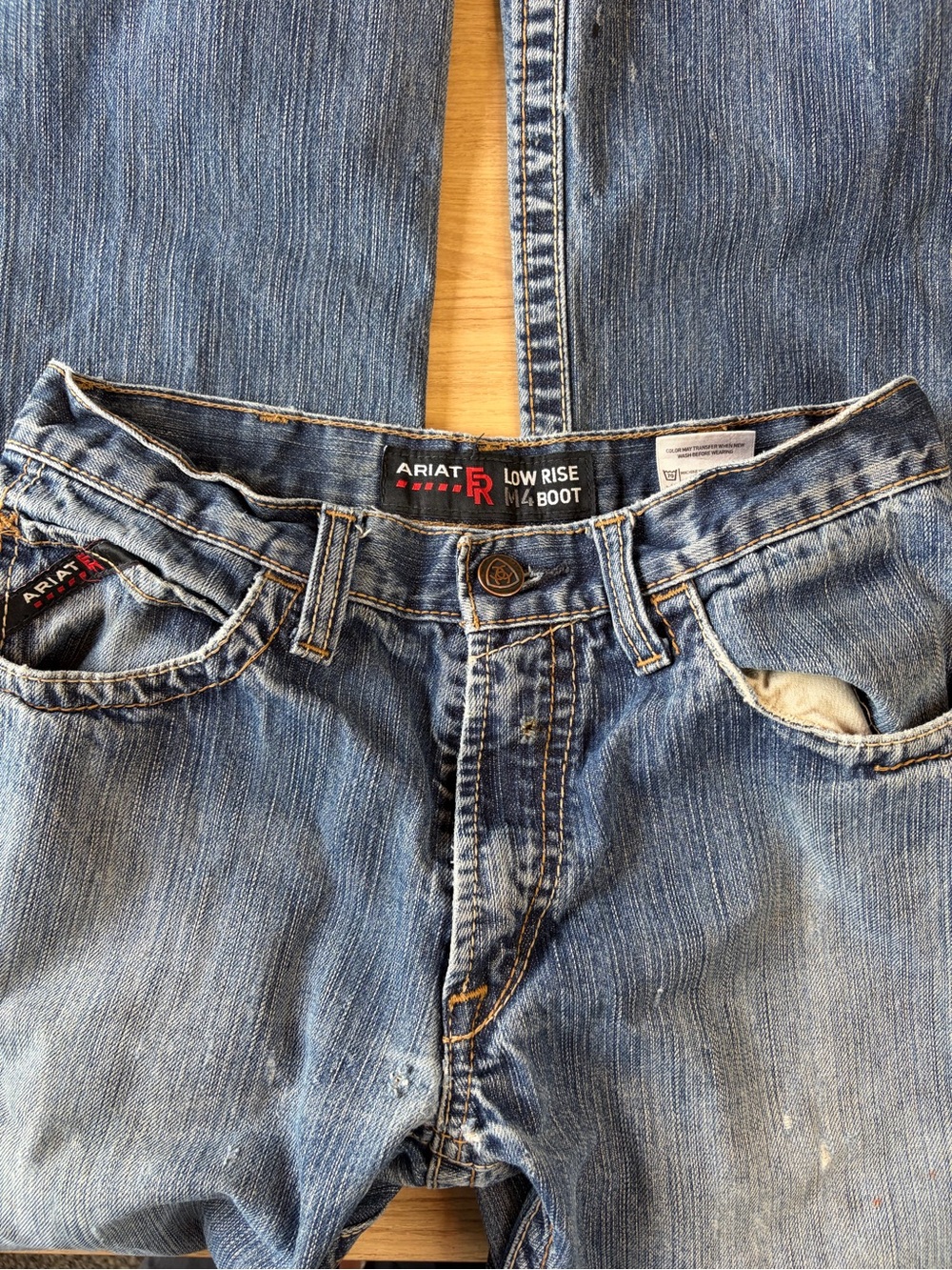Ariat FR M4 Bootcut Low Rise Work Jeans Distressed Flame Resistant Men 31x32